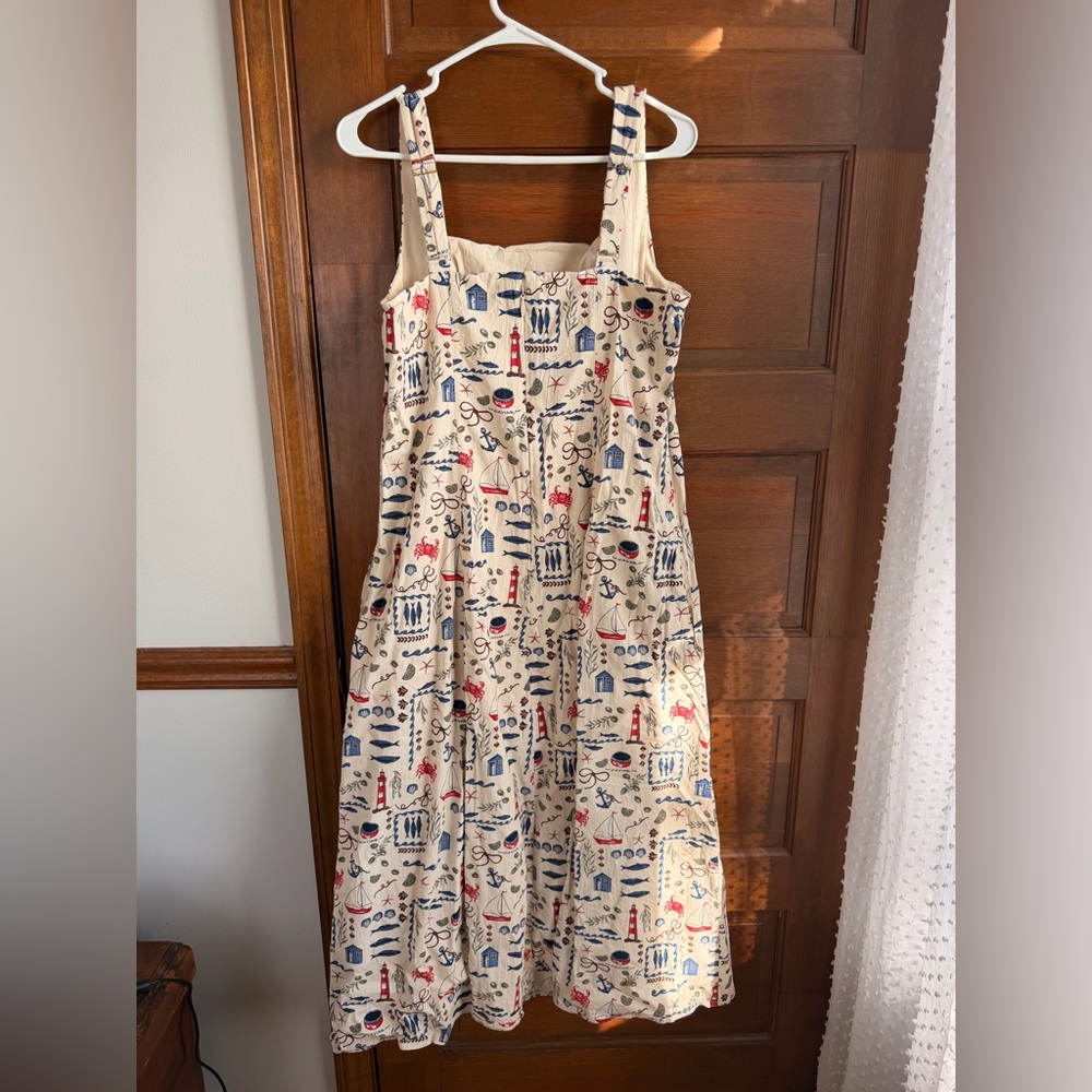 Abercrombie & Fitch Mila Midi Dress in Cream Pattern - Picture 3 of 4